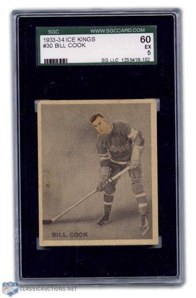 1933-34 Ice Kings Bill Cook Graded SGC EX 5