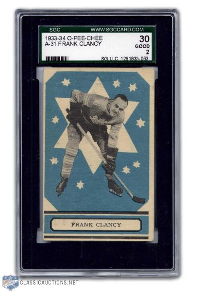 1933-34 O-Pee-Chee King Clancy Graded SGC Good 2