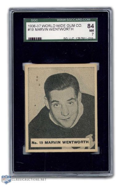1937-38 World Wide Gum Marvin Wentworth Graded SGC NM 7