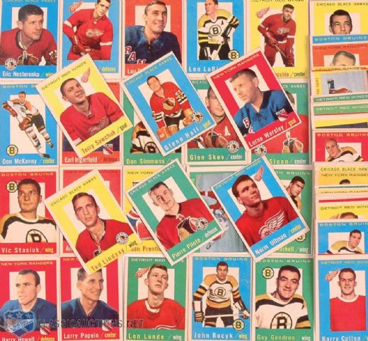 1959-60 Topps Hockey Card Near Set (62/66) Including Several High Grade