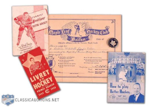 Original Quaker Oats Maple Leaf Bantam Hockey Club and Canadiens Collection of 5
