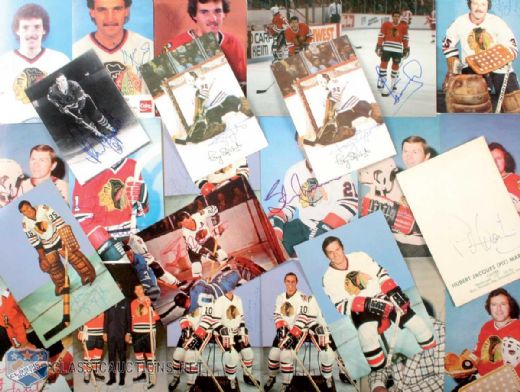 Huge Chicago Black Hawks Postcards Collection of 1175 Featuring 617 Signed, Including HOFers Hull, Mikita, Savard & Phil and Tony Esposito