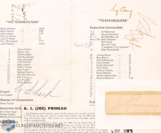 Toronto Maple Leafs Deceased Hall-of-Famers Autograph Collection of 2, Featuring King Clancy and Joe Primeau