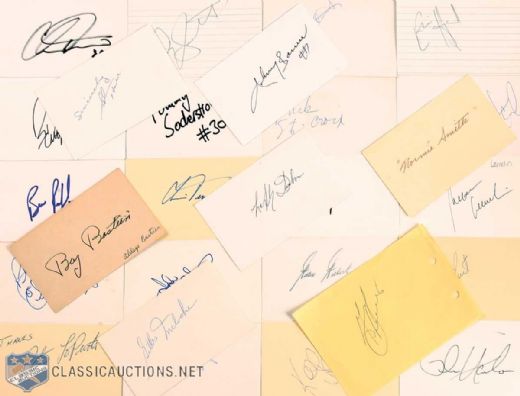 Hockey Goalies Signed Index Card Collection of 55