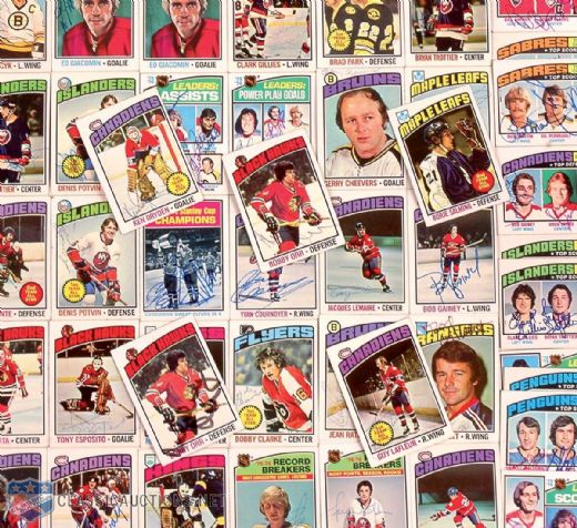 1976-77 Topps Hockey Card Signed Lot of 302, Including 2 Autographed Bobby Orr Black Hawks Cards & 6 Deceased Players