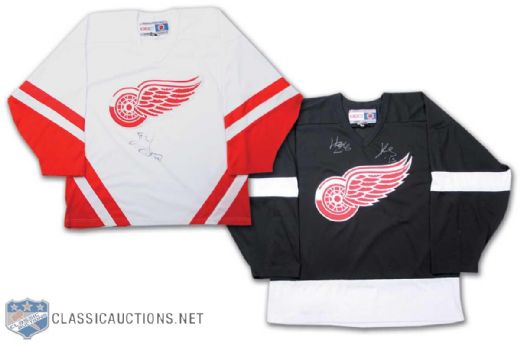 Detroit Red Wings Jersey Signed Jersey Collection of 2, Featuring Yzerman, and Datsyuk & Zetterberg