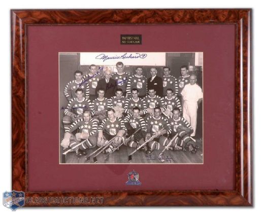 1947 NHL All-Star Game Framed Photo Signed By Deceased HOFers Maurice Richard and Woody Dumart