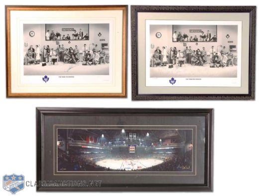 1990s Toronto Maple Leafs Framed Display Collection of 3, Including Team Signed "Fine Tuning The Operation" Limited Edition Printers Proof