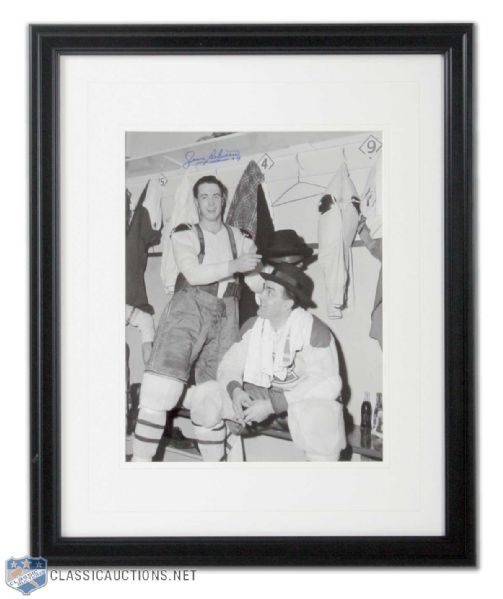 Jean Beliveau Signed Framed Photo with Maurice Richard (24" x 18")