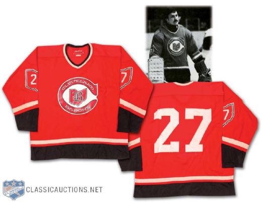 1976-77 Gilles Meloche Cleveland Barons Photo Matched Game Worn Jersey