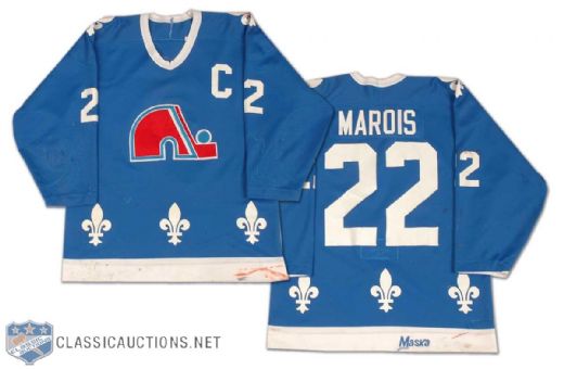 Mario Marois Mid-1980s Quebec Nordiques Game Worn Captains Road Jersey