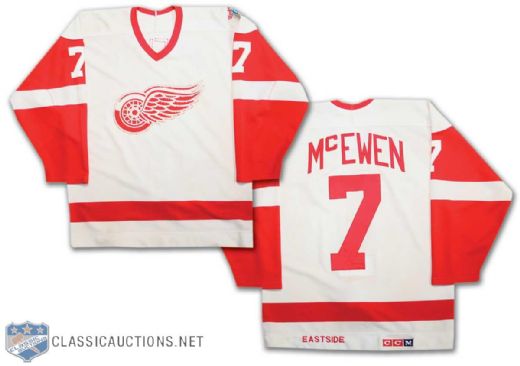 1985-86 Mike McEwen Detroit Red Wings Game Worn Jersey with 60th Season Patch