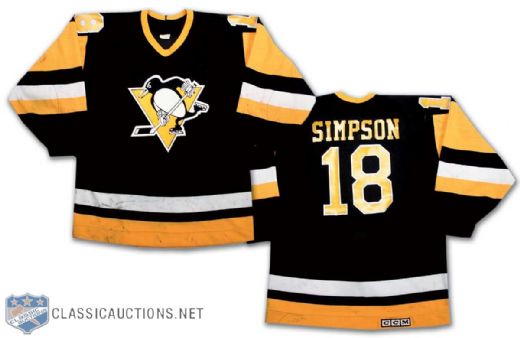 1987-88 Craig Simpson Pittsburgh Penguins Game Worn Jersey