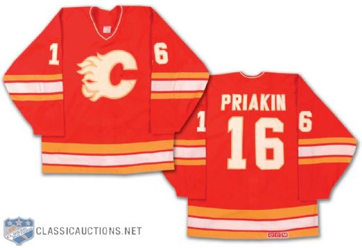 Circa 1989 Sergei Priakin Calgary Flames Game Worn Jersey