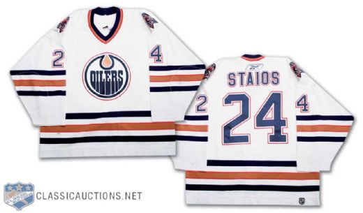 2005-06 Steve Staios Edmonton Oilers Game Worn Playoffs Jersey