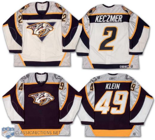 Keczmer & Klein Nashville Predators Game Worn Jersey Collection of 2