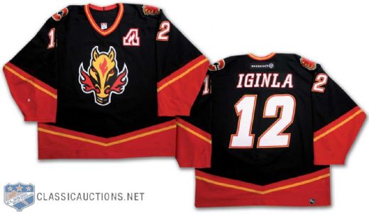 2001-02 Jarome Iginla Calgary Flames Game Worn Jersey