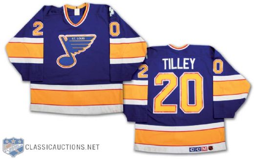 1989-90 Tom Tilley St. Louis Blues Game Worn Jersey - with Dan Kelly Shamrock Patch!