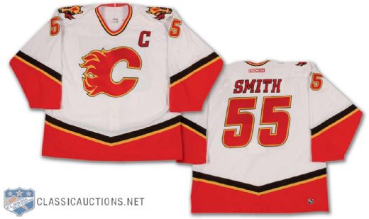 Steve Smith 2000-01 Calgary Flames Game Worn Home Jersey
