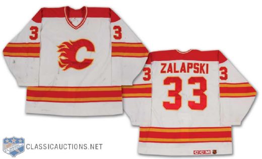 Zarley Zalapski 1993-94 Calgary Flames Game Worn Jersey