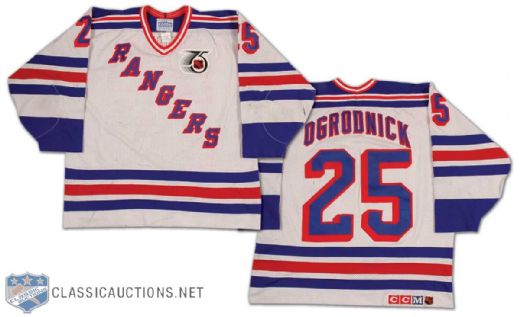 John Ogrodnick 1991-92 New York Rangers Game Worn Home Jersey