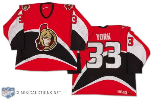 Jason York 1998-99 Ottawa Senators Game Worn Alternate Jersey