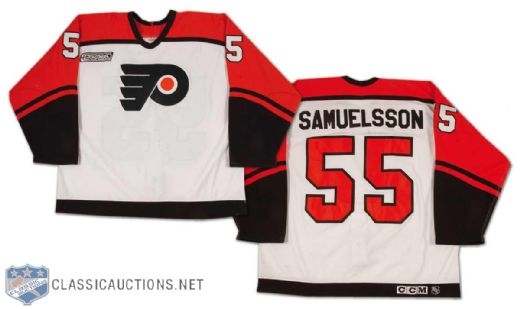 Ulf Samuelsson 1999-2000 Philadelphia Flyers Game Worn Road Jersey