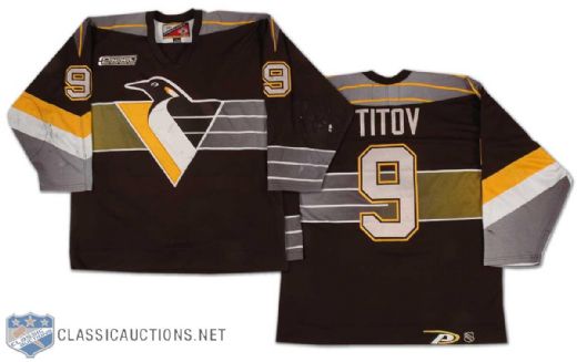German Titov 1999-2000 Pittsburgh Penguins Game Worn Road Jersey