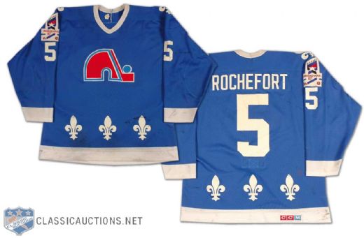 Normand Rochefort 1986-87 Quebec Nordiques Game Worn Road Jersey