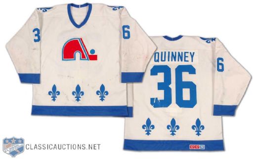 Ken Quinney 1987-88 Quebec Nordiques Game Worn Home Jersey