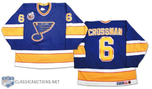 Doug Crossman 1992-93 St. Louis Blues Game Worn Road Jersey