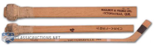 Jean Beliveau Circa 1970 Signed Victoriaville Game Used Hockey Stick