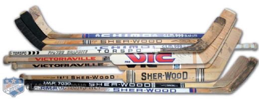 1970s and 80s Montreal Canadiens Game Used Stick Collection of 9 Featuring Guy Lafleur and Patrick Roy