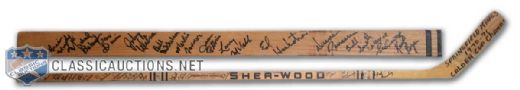 1970-71 Calder Cup Champion Springfield Kings Team Signed Wayne Schultz Game Used Stick