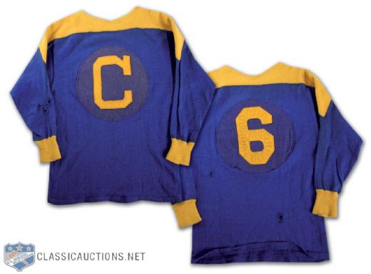 Circa-1940s Blue & Yellow Wool Jersey