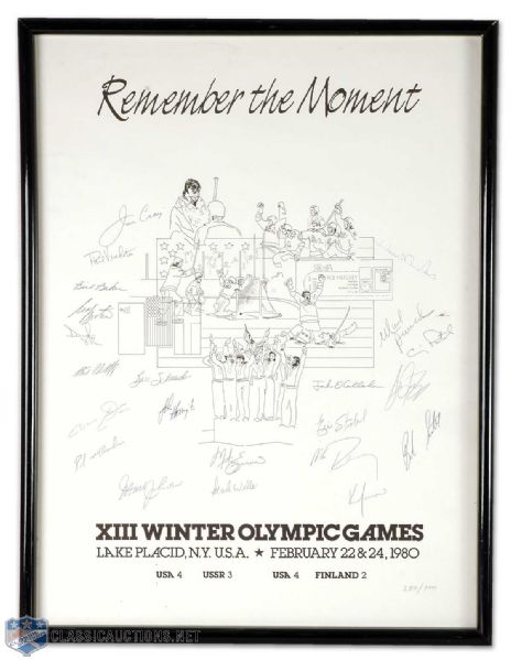1980 USA Olympic Team "Remember The Moment" Team Signed Frame w/ Herb Brooks