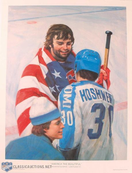 1980 Miracle On Ice Poster Collection of 6, Featuring 4 "Remember The Moment" Posters Signed by Jim Craig