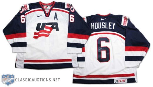 2003 Phil Housley Team USA World Championships Autographed Game Worn Jersey