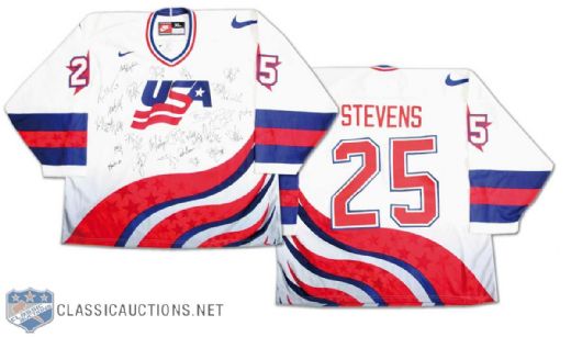 1996 World Championships Kevin Stevens USA Team Signed Jersey