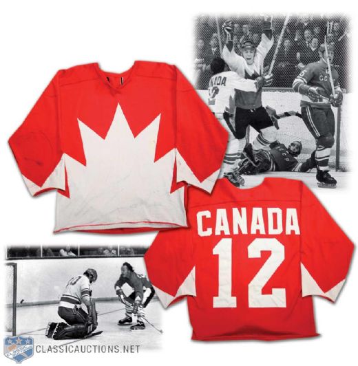 Yvan Cournoyers Red 1972 Canada-Russia Series Game Worn Jersey
