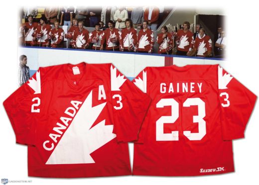 Bob Gaineys 1981 Canada Cup Game Worn Team Canada Jersey