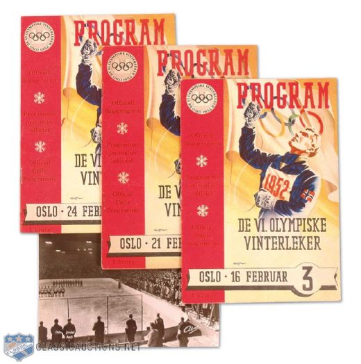 1952 Winter Olympics Hockey Programs Collection of 3 Including Gold Medal Game