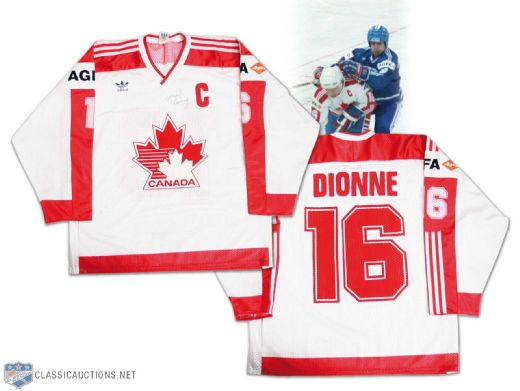 Marcel Dionnes 1986 Team Canada World Championships Game Worn Autographed Jersey