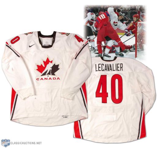 Vincent Lecavaliers 2006 Olympics Team Canada Game Worn Jersey - Photo Matched!