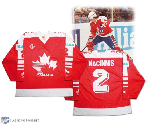 1990 World Championships Al MacInnis Team Canada Game Worn Jersey