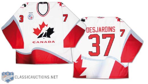 Eric Desjardins 1996 World Cup of Hockey Game Issued Team Canada Jersey