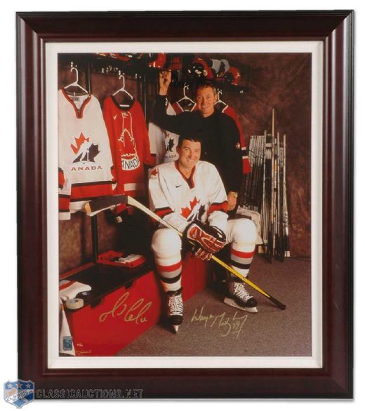 Wayne Gretzky & Mario Lemieux Limited Edition 2002 Team Canada Signed Framed Photo (30" x 26")