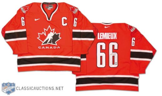 2002 Mario Lemieux Autographed Team Canada Jersey from WGA