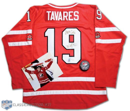 John Tavares Autographed 2009 Team Canada Jersey, Photo & Puck