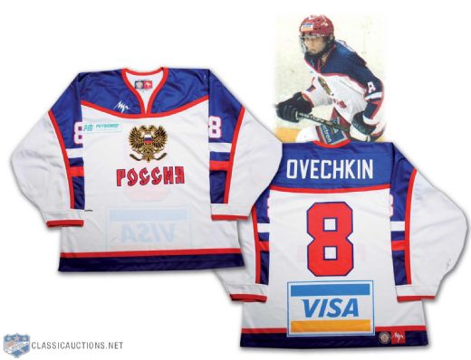 2003-04 Alexander Ovechkin Team Russia Game Worn Rookie Jersey
